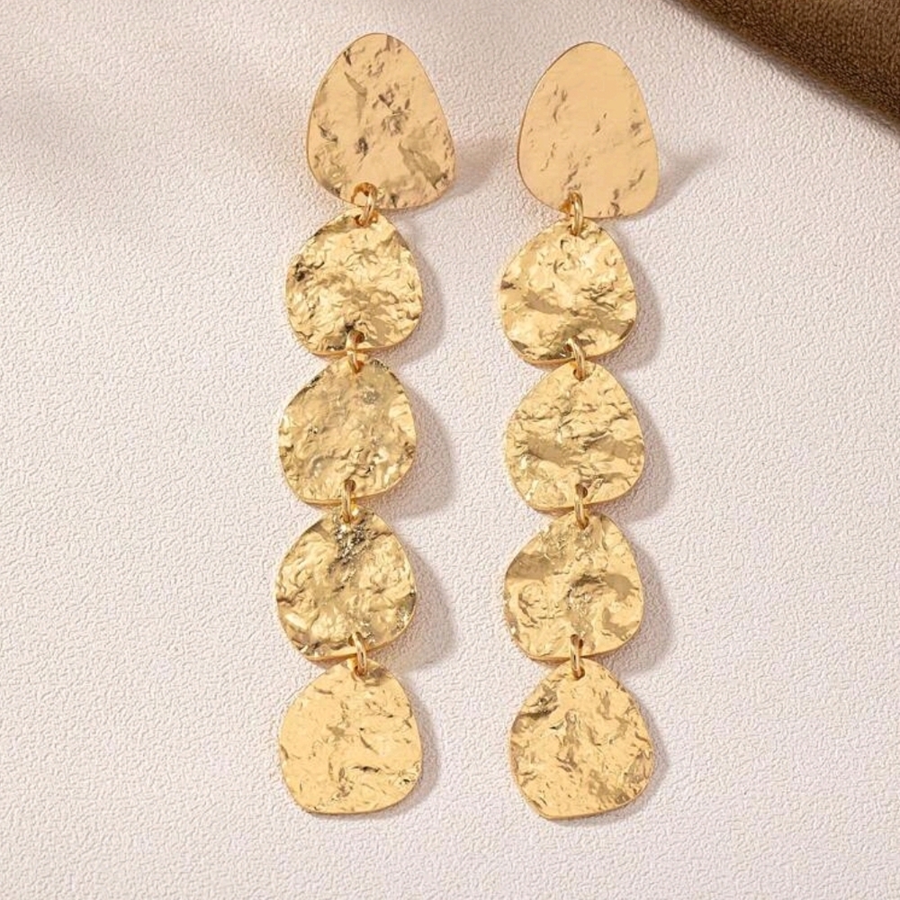 Artisan Gold Hammered Disc Earrings